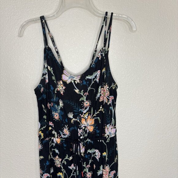 Anthropologie Luka Jumpsuit Small Black Floral Stretchy Jogger Elastic Tie Waist - Picture 9 of 14